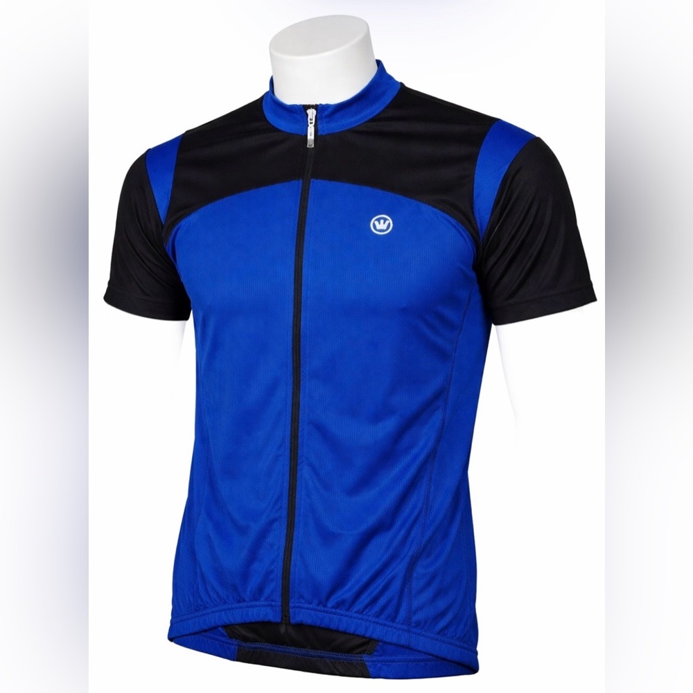 Men’s Canari Full Zip Cycling Jersey Blue Black Size Large Bike Riding Shirt